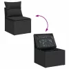  8 részes fekete polyrattan kerti ülőgarnitúra párnákkal