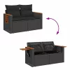  6 részes fekete polyrattan kerti ülőgarnitúra párnákkal