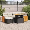 8 részes fekete polyrattan kerti ülőgarnitúra párnákkal