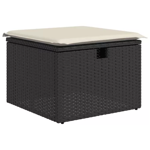 8 részes fekete polyrattan kerti ülőgarnitúra párnákkal