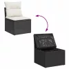  8 részes fekete polyrattan kerti ülőgarnitúra párnákkal