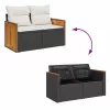  8 részes fekete polyrattan kerti ülőgarnitúra párnákkal