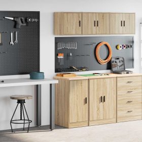  2 db sonoma tölgy színű szerelt fa garázs szekrények