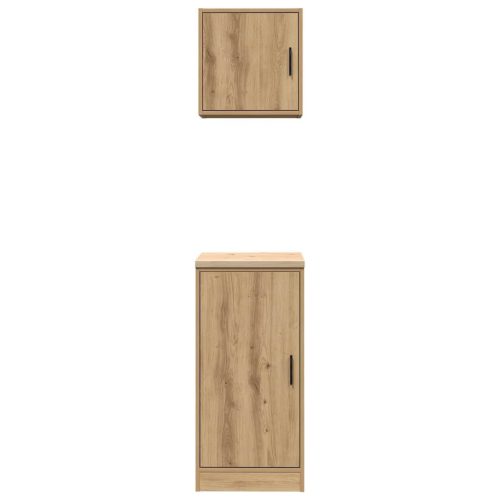  2 db kézműves tölgy színű szerelt fa garázs szekrények