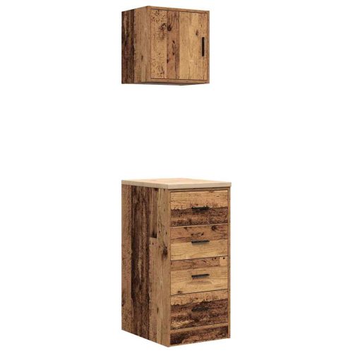  2 db antik fa színű szerelt fa garázs szekrények