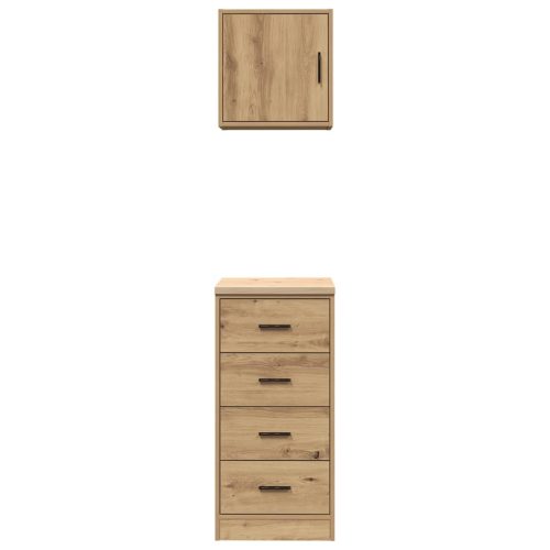  2 db kézműves tölgy színű szerelt fa garázs szekrények