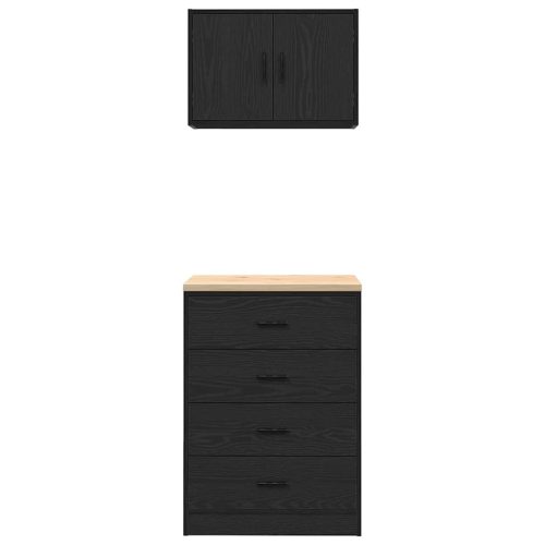  2 db fekete szerelt fa garázs szekrények