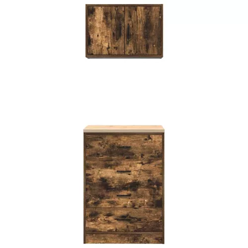  2 db füstös tölgy színű szerelt fa garázs szekrények