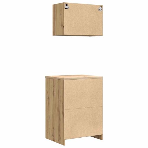  2 db kézműves tölgy színű szerelt fa garázs szekrények