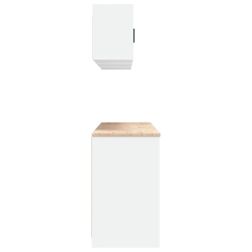  6 db fehér szerelt fa garázs szekrények