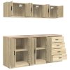  6 db sonoma tölgy színű szerelt fa garázs szekrények