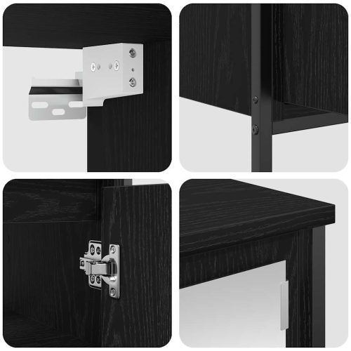  2 részes fekete tölgy szerelt fa fürdőszobai bútorszett