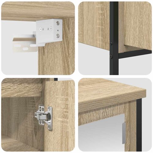  2 részes sonoma tölgyszínű szerelt fa fürdőszobai bútorszett