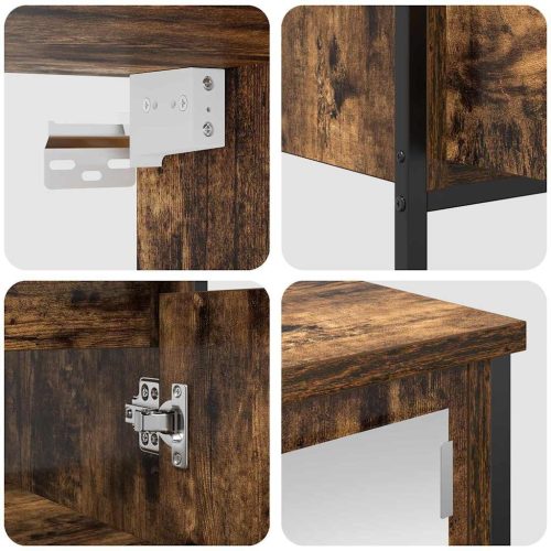  2 részes füstös tölgy színű szerelt fa fürdőszobai bútorszett