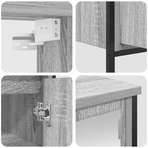  2 részes szürke sonoma színű szerelt fa fürdőszobai bútorszett