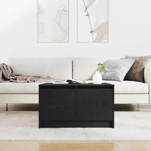  fekete tölgyfa dohányzóasztal fiókokkal 70,5x70x40 cm