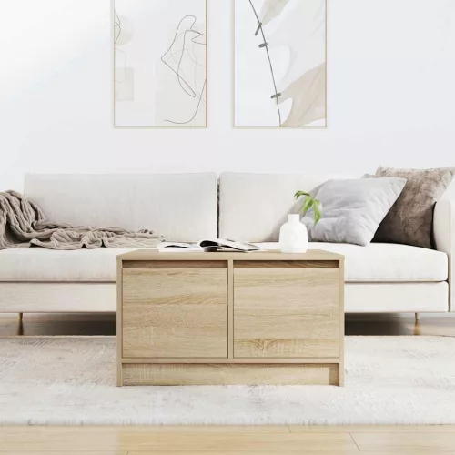  tölgy színű dohányzóasztal fiókokkal 70,5x70x40 cm