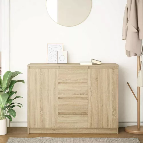  sonoma tölgy szerelt fa tálalószekrény fiókos 100,5x35x76 cm