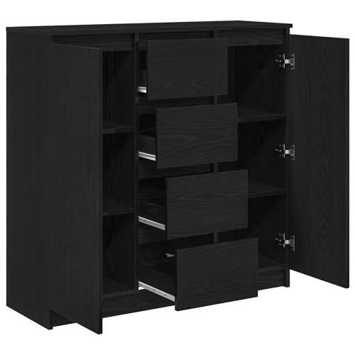  fekete tölgy szerelt fa tálalószekrény fiókos 100,5x35x98,5 cm