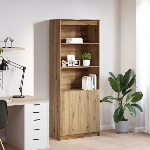  kézműves tölgy színű szerelt fa magasszekrény 70 x 35 x 180