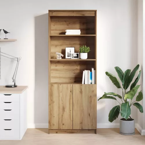  kézműves tölgy színű szerelt fa magasszekrény 70 x 35 x 180