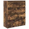  füstös tölgy színű szerelt fa tálalószekrény 80x35x99 cm