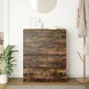  füstös tölgy színű szerelt fa tálalószekrény 80x35x99 cm
