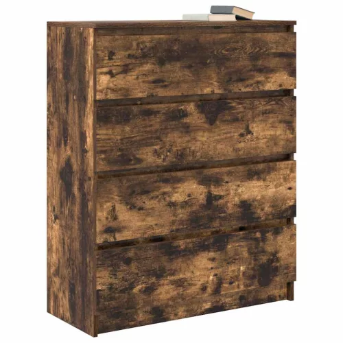  füstös tölgy színű szerelt fa tálalószekrény 80x35x99 cm