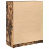  füstös tölgy színű szerelt fa tálalószekrény 80x35x99 cm