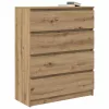  kézműves tölgy színű szerelt fa tálalószekrény 80x35x99 cm