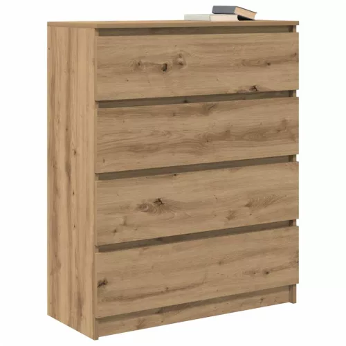  kézműves tölgy színű szerelt fa tálalószekrény 80x35x99 cm
