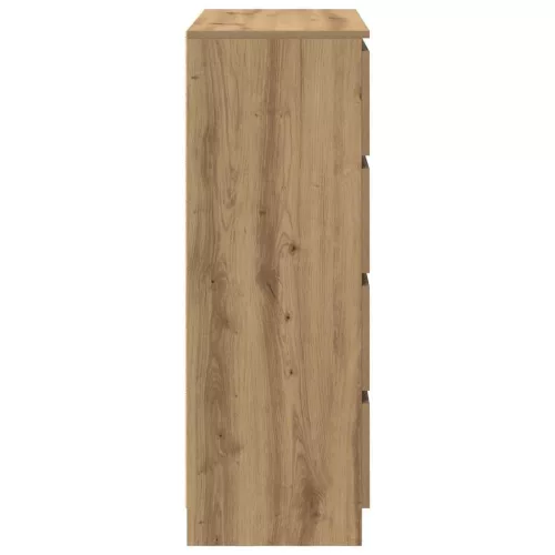  kézműves tölgy színű szerelt fa tálalószekrény 80x35x99 cm