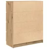  kézműves tölgy színű szerelt fa tálalószekrény 80x35x99 cm