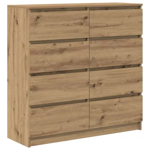  kézműves tölgy színű szerelt fa tálalószekrény 100x35x99 cm