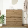  kézműves tölgy színű szerelt fa tálalószekrény 100x35x99 cm
