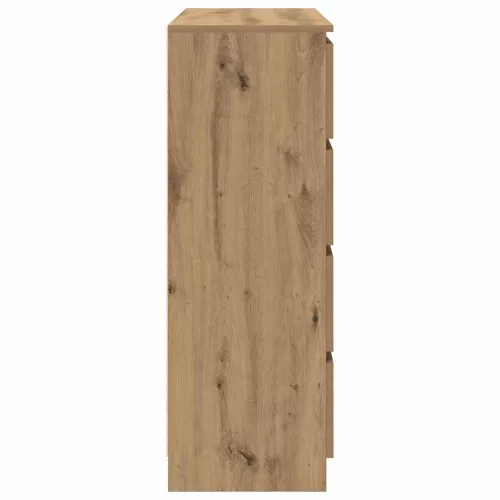  kézműves tölgy színű szerelt fa tálalószekrény 100x35x99 cm