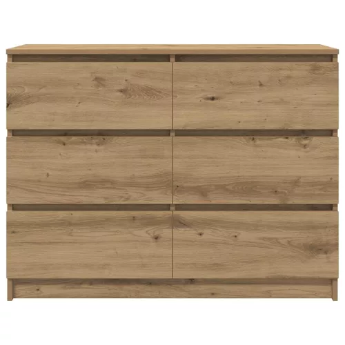  kézműves tölgy színű szerelt fa tálalószekrény 100x35x76 cm