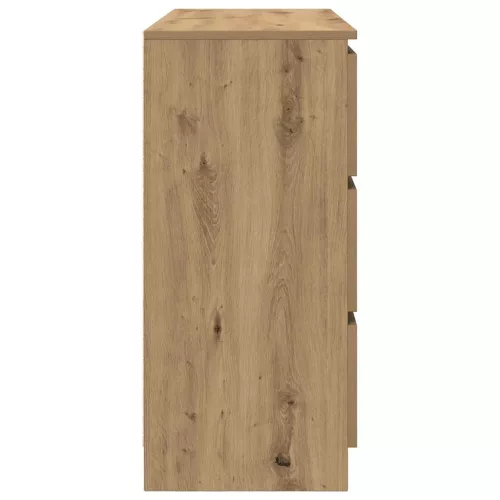  kézműves tölgy színű szerelt fa tálalószekrény 100x35x76 cm