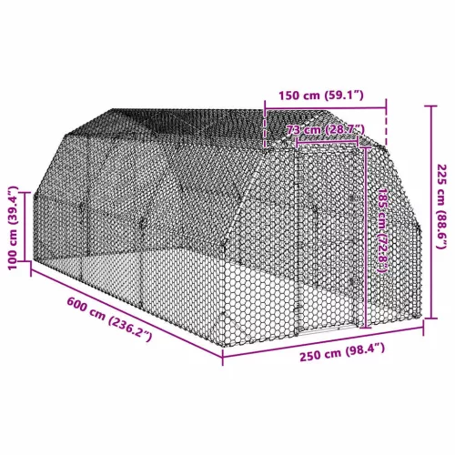  Csirkefuttató 2,5x6x2,25 m horganyzott acél