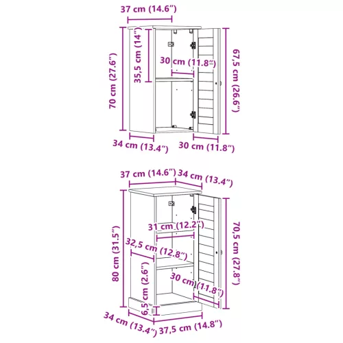  Fürdőszoba bútor szett 2 pcs Barna és Méz barna 37 x 34 x 80 cm