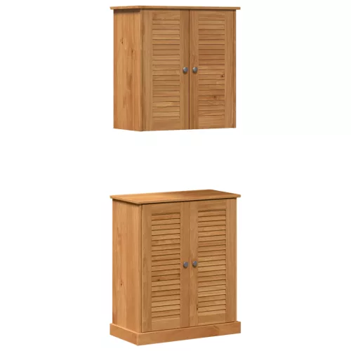  Fürdőszoba bútor szett polcokkal tárolóval ajtóval 2 pcs Barna 67.5 x 34 x 80 cm