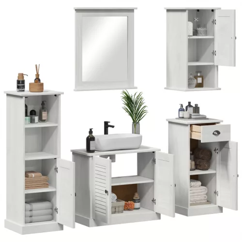  Fürdőszoba bútor szett 5 pcs antik fehér 37 x 34 x 110 cm