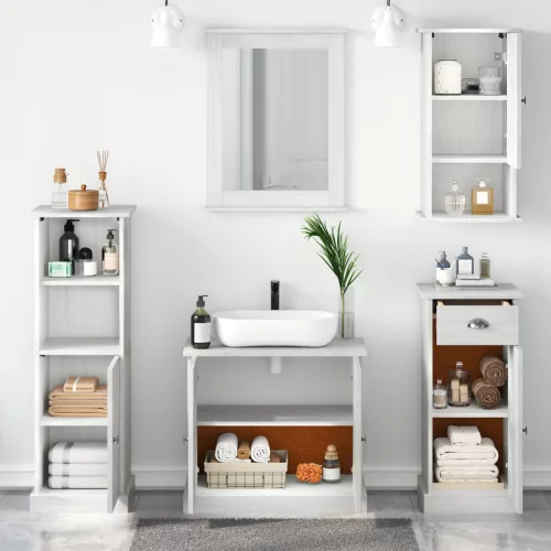  Fürdőszoba bútor szett 5 pcs antik fehér 37 x 34 x 110 cm