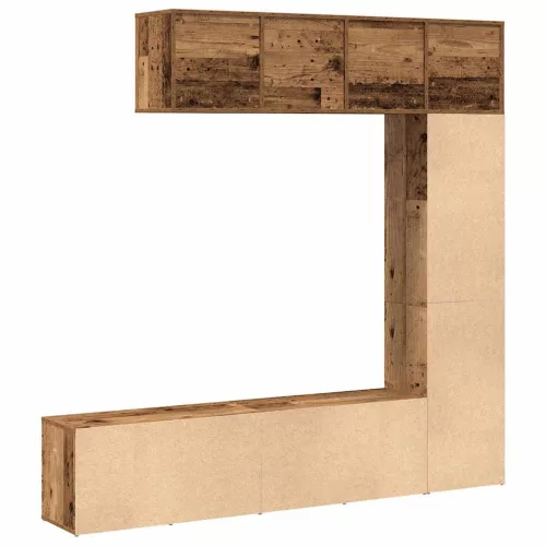  3 db antik fa színű szerelt fa könyvszekrények