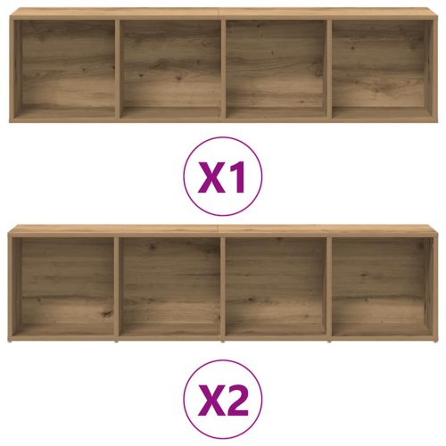  3 db kézműves tölgy színű szerelt fa könyvszekrények