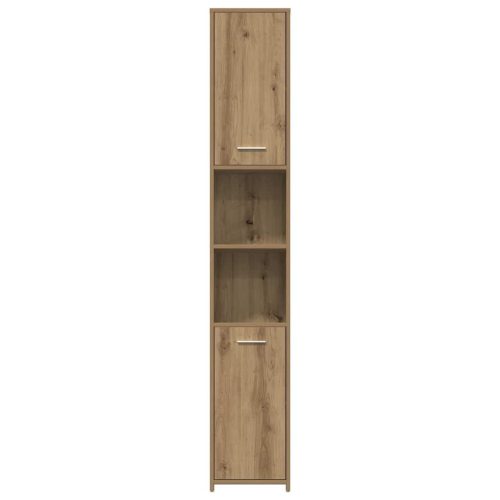  4 részes kézműves tölgy színű szerelt fa fürdőszobai bútorszett