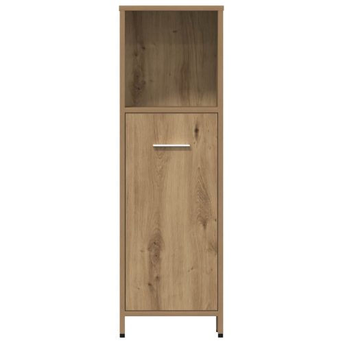  4 részes kézműves tölgy színű szerelt fa fürdőszobai bútorszett