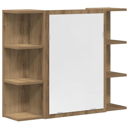  4 részes kézműves tölgy színű szerelt fa fürdőszobai bútorszett