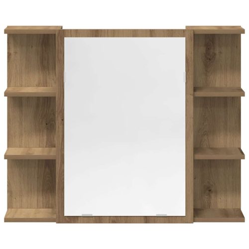  4 részes kézműves tölgy színű szerelt fa fürdőszobai bútorszett