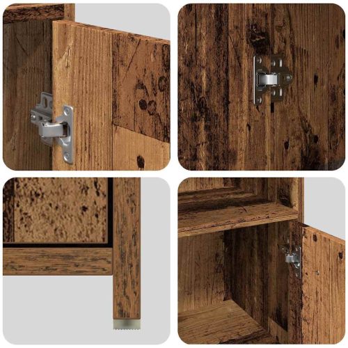  3 részes antik fa színű szerelt fa fürdőszobai bútorszett